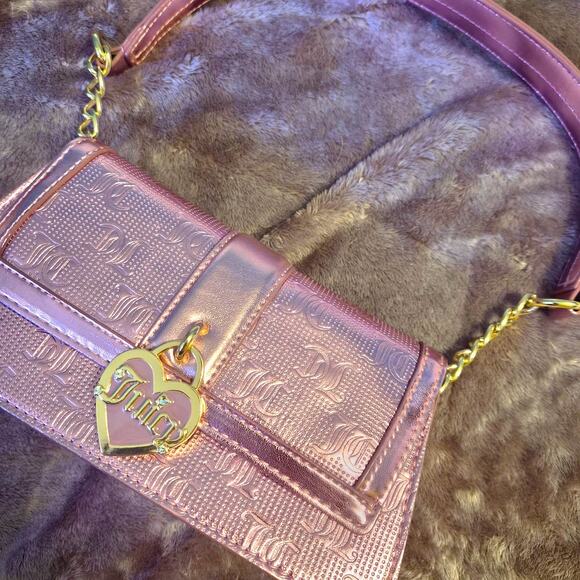 Juicy Couture Metallic Small Bubblegum Pink Shoulder bag Gold Hardware Chain - Picture 4 of 5